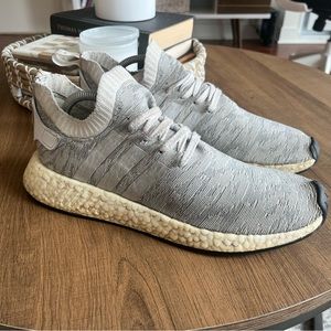 Adidas Mens NMD R2 Primeknit BY9410 Gray Running Shoes Lace Up Low Top Size 10.5